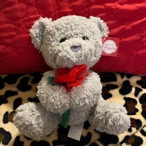 Cuddly Teddy Bear with Red Rose by Gund